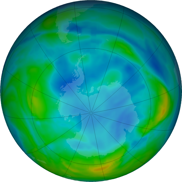 Antarctic ozone map for 14 July 2022